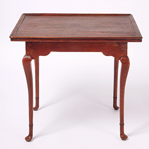 Queen Anne Tea Table, Tray-top, Traces of Thinning Red Stain Inventory Thumbnail